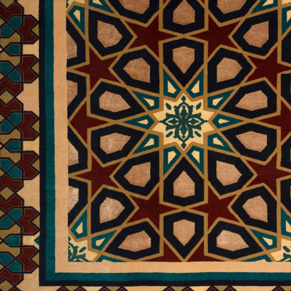 VINTAGE PART SILK GEOMETRIC ESFAHAN SERAFIAN PERSIAN RUG Signed / Weaver - Serafian