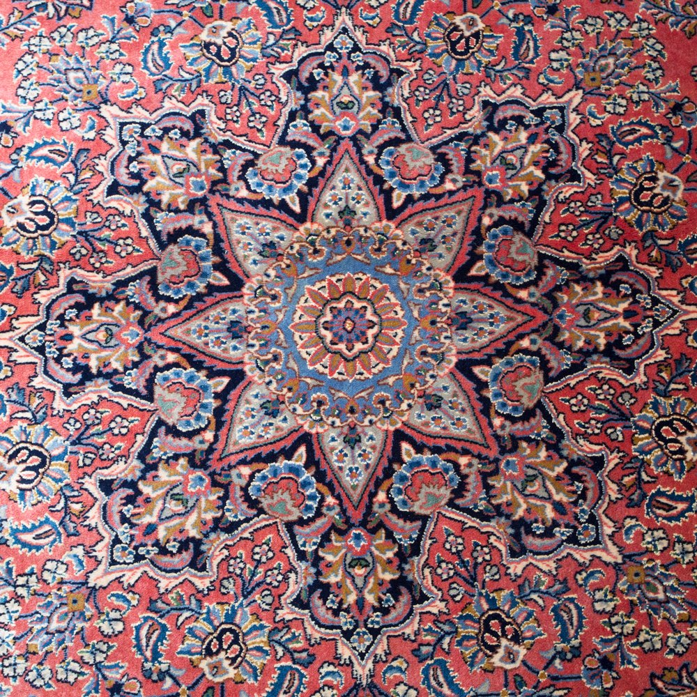 LARGE VINTAGE SHERKAT ESFAHAN PERSIAN RUG 