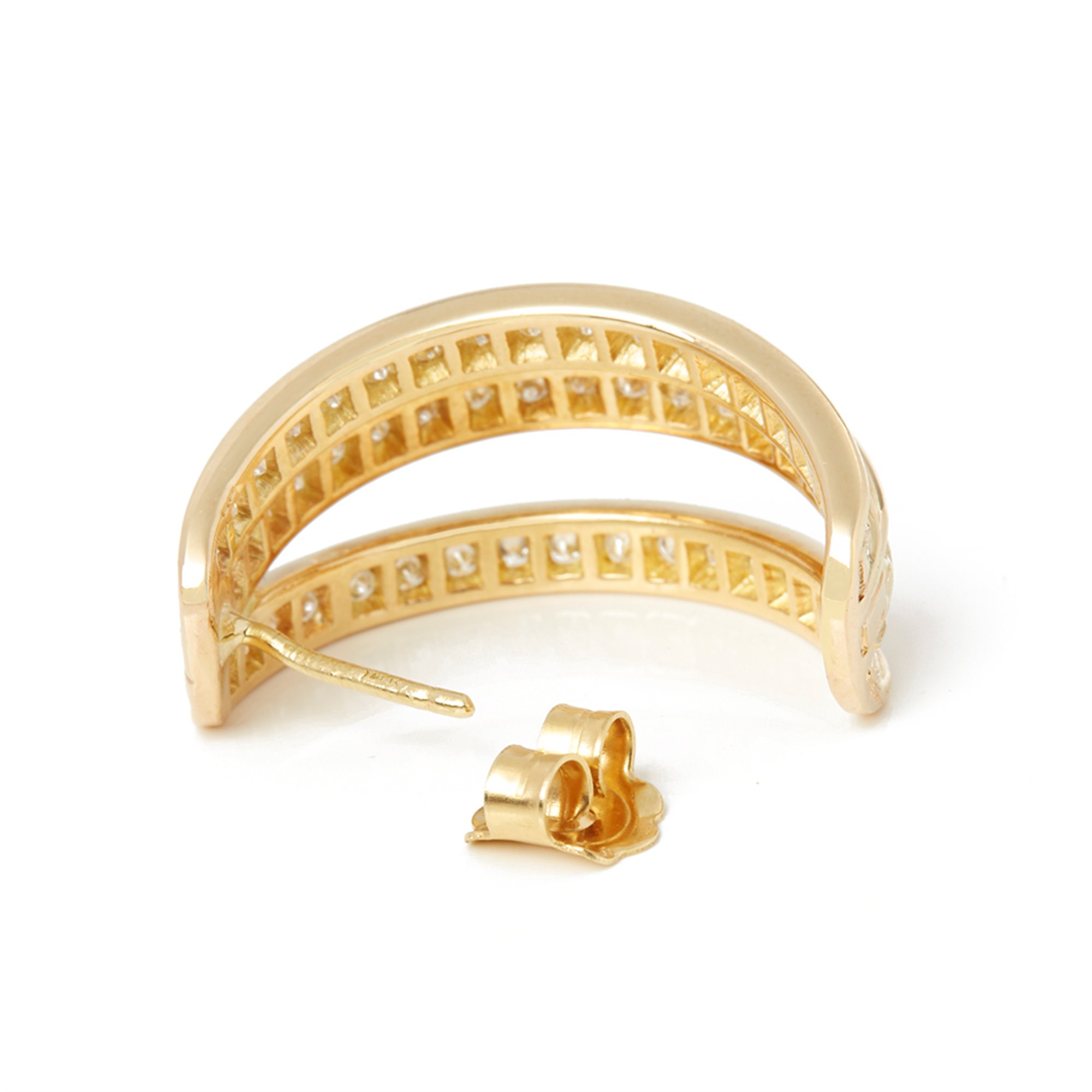 Cartier 18k Yellow Gold Three Row Diamond Earrings