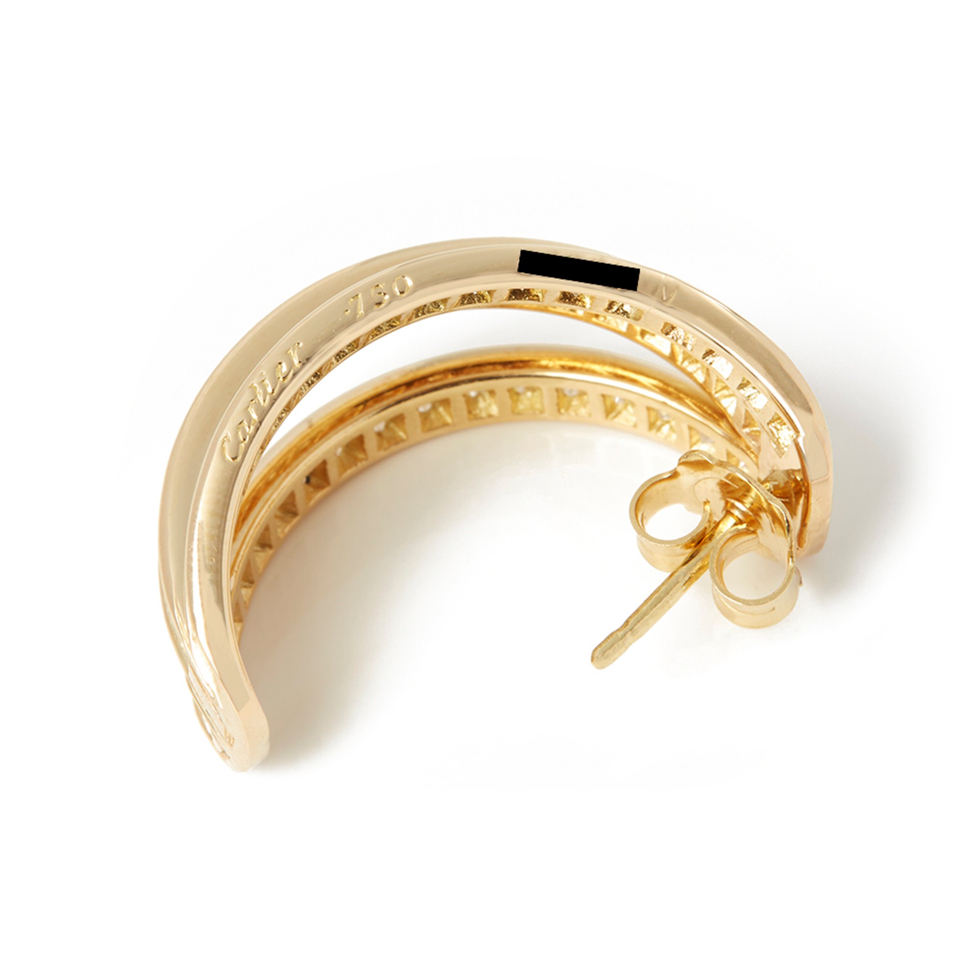 Cartier 18k Yellow Gold Three Row Diamond Earrings
