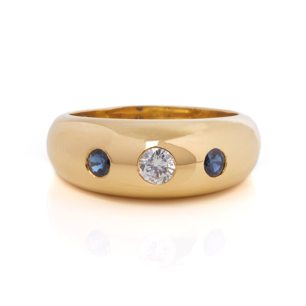 Cartier 18k Yellow Gold Sapphire & Diamond Gypsy Ring