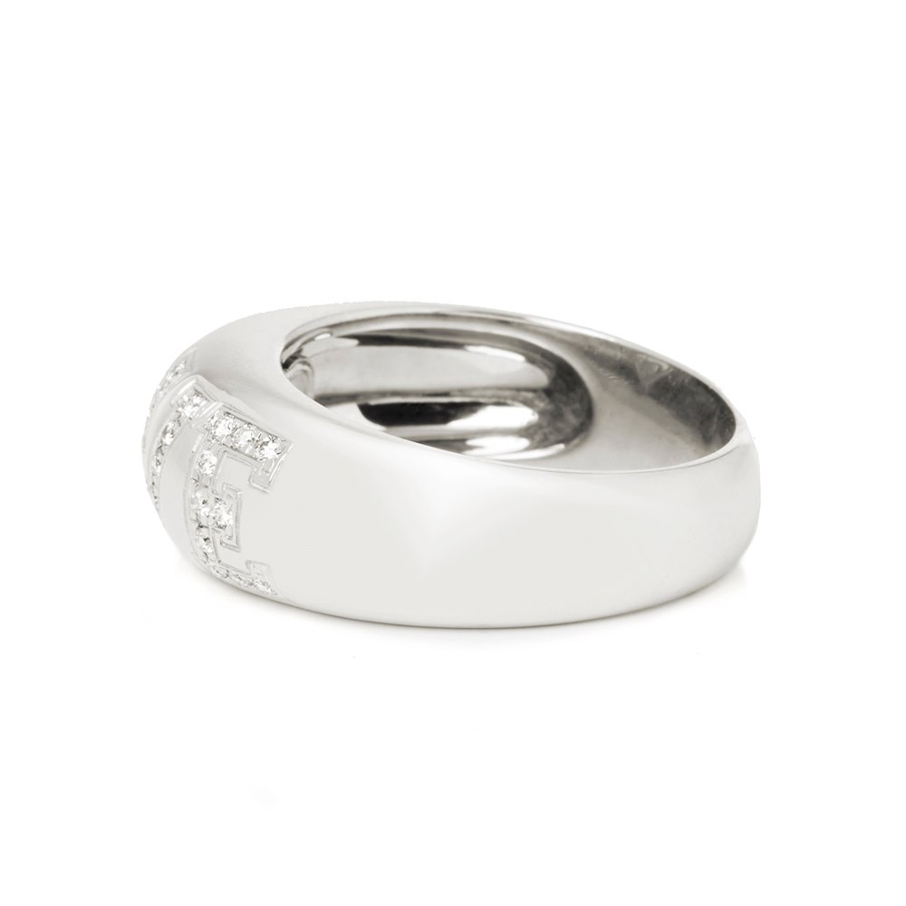 Chopard 18k White Gold Happy Diamonds Love Ring Size P