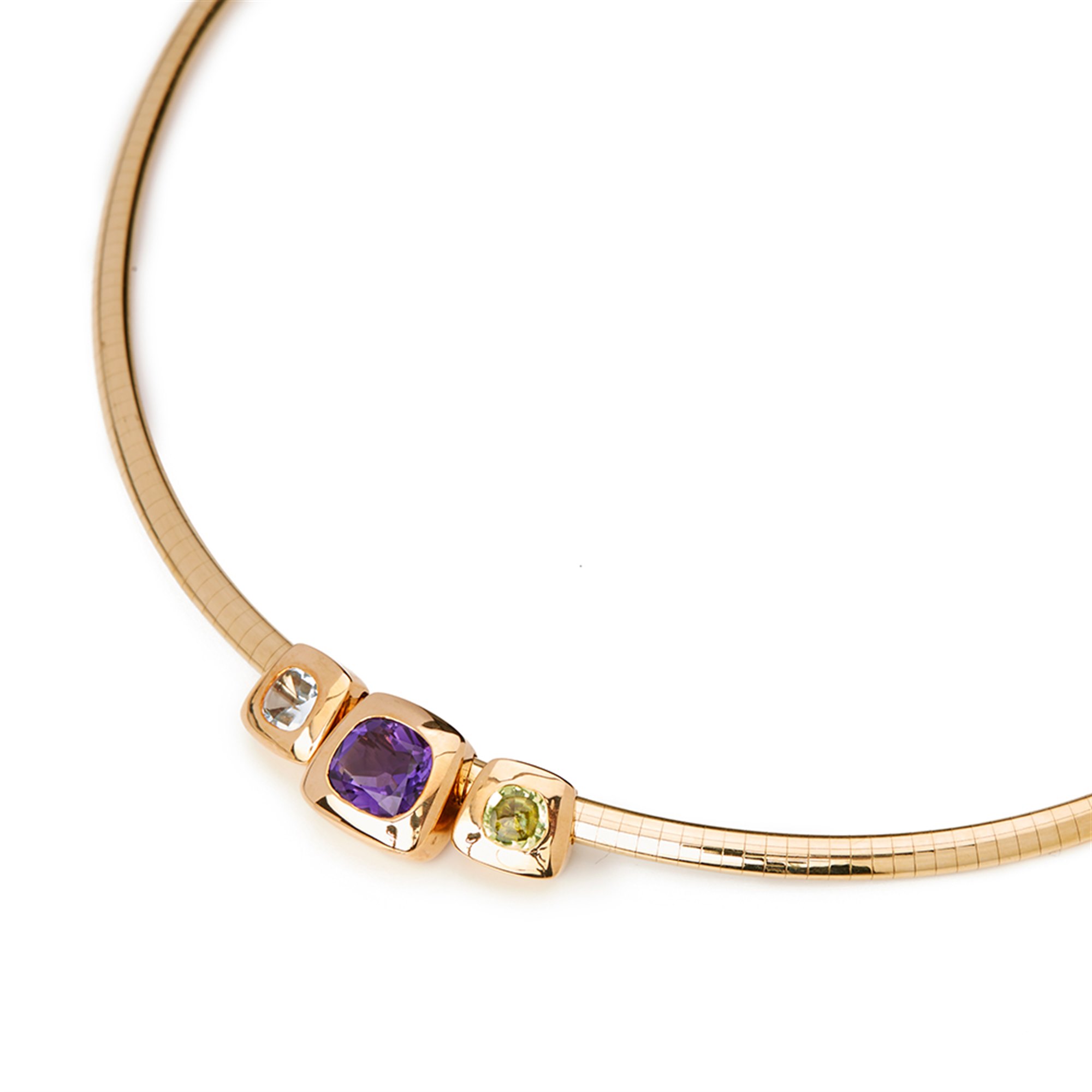 Chanel 18k Yellow Gold Amethyst Peridot Baroque Necklace