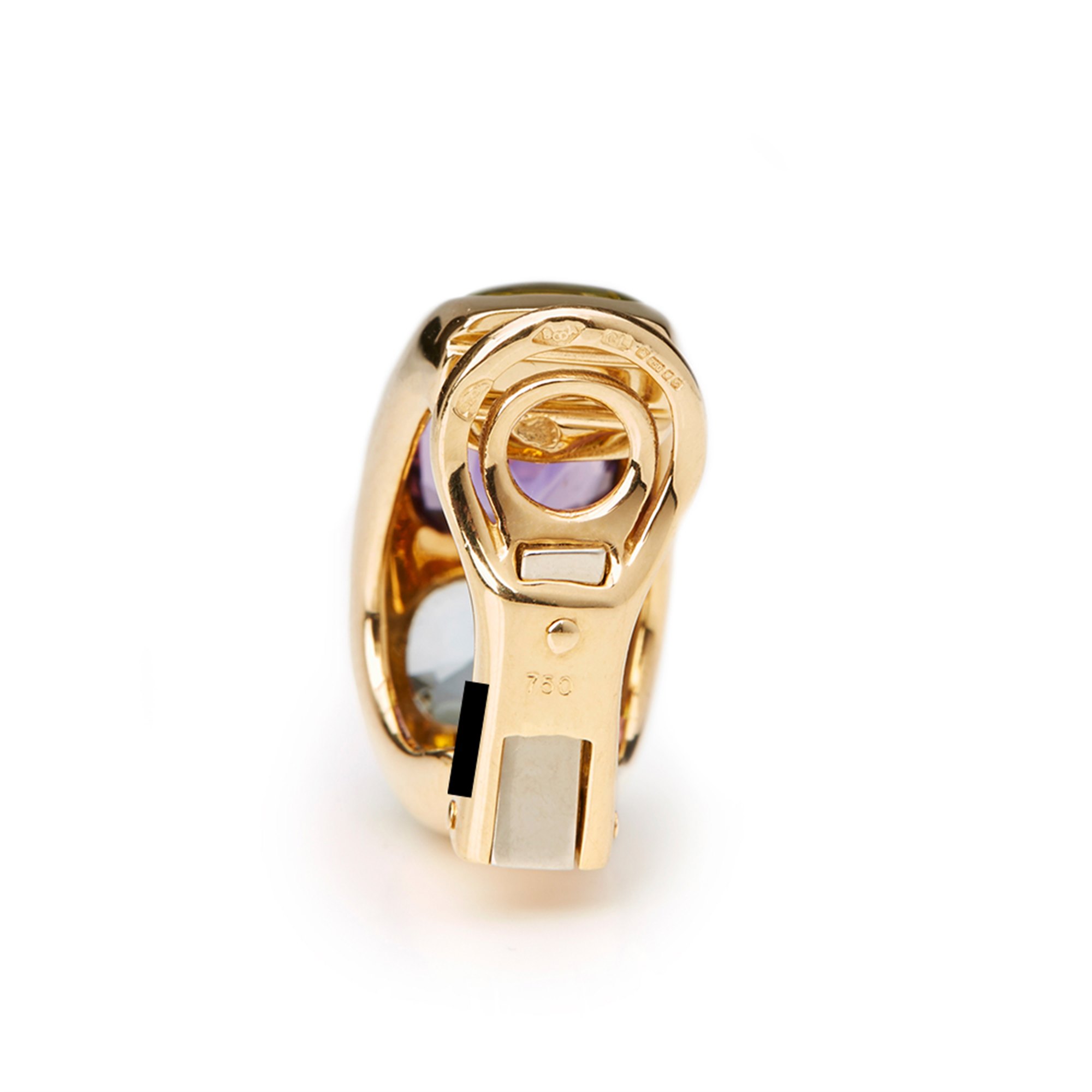 Chanel 18k Yellow Gold Amethyst Peridot Baroque Earrings