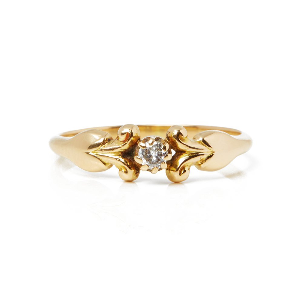 Georg Jensen 18k Yellow Gold Diamond Vintage Ring