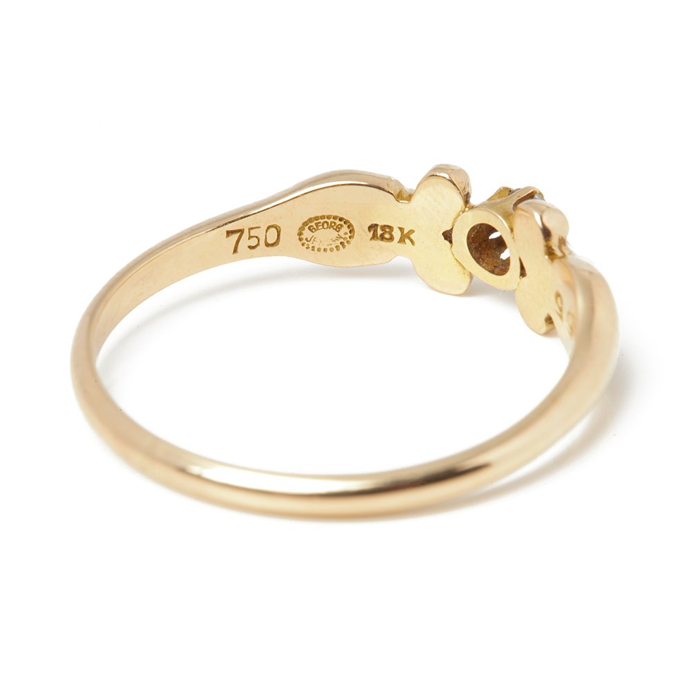 Georg Jensen 18k Yellow Gold Diamond Vintage Ring