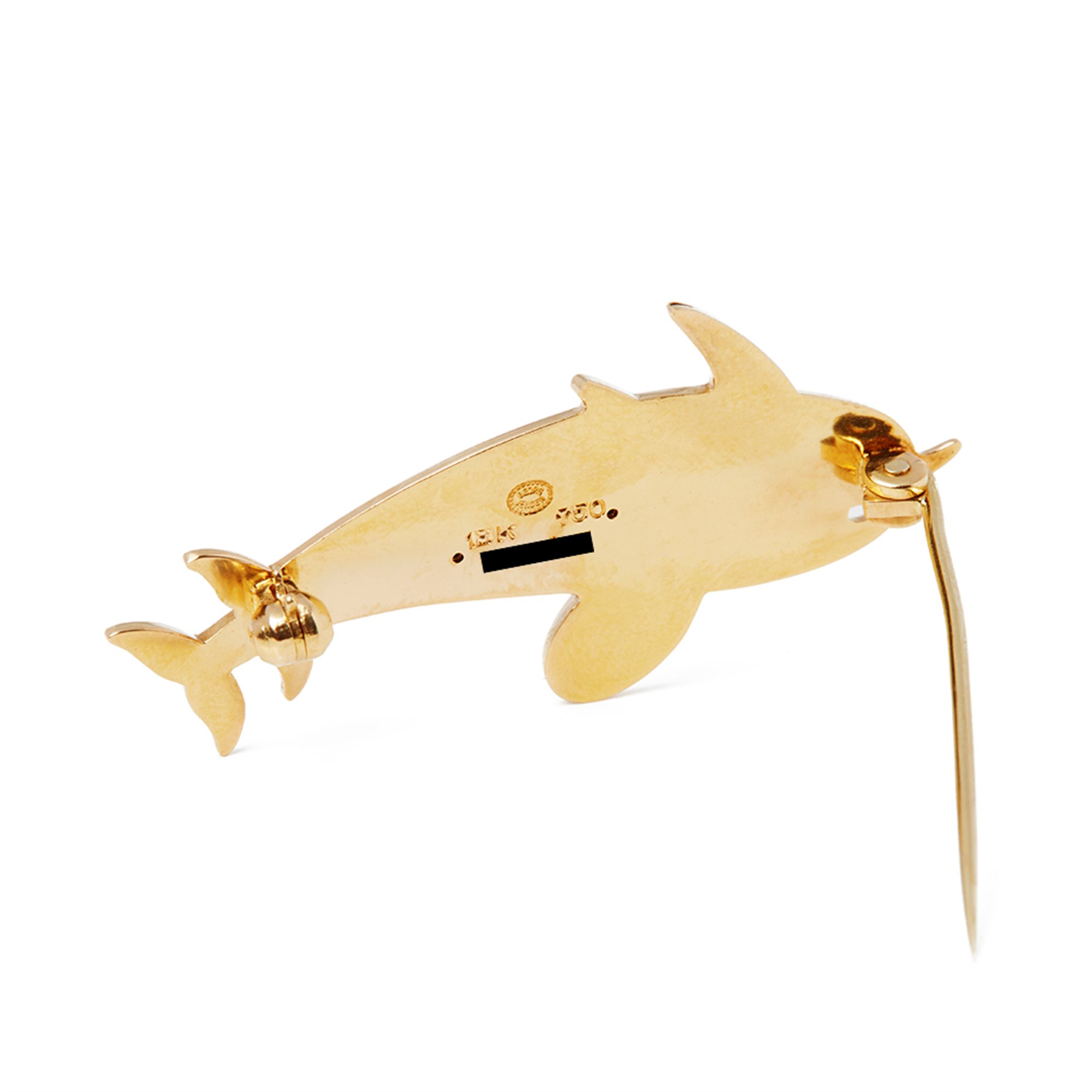 Georg Jensen 18k Yellow Gold Vintage Dolphin Brooch
