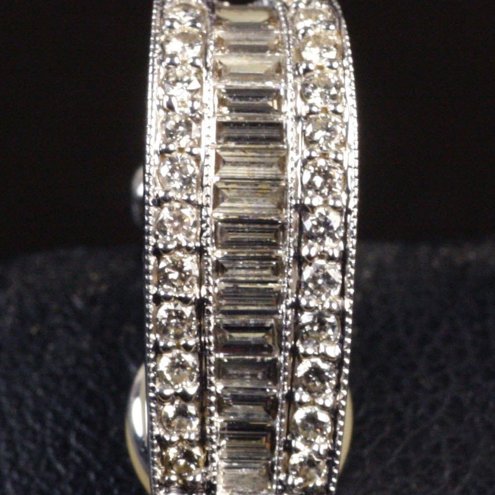 18K White Gold White Gold Baguette Diamond Earrings