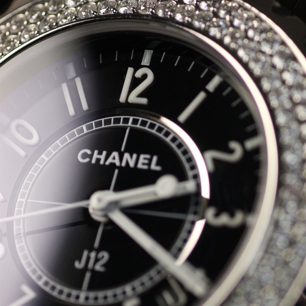 Chanel J12 Stainless Steel/Black Ceramic with after market Diamond bezel H0949