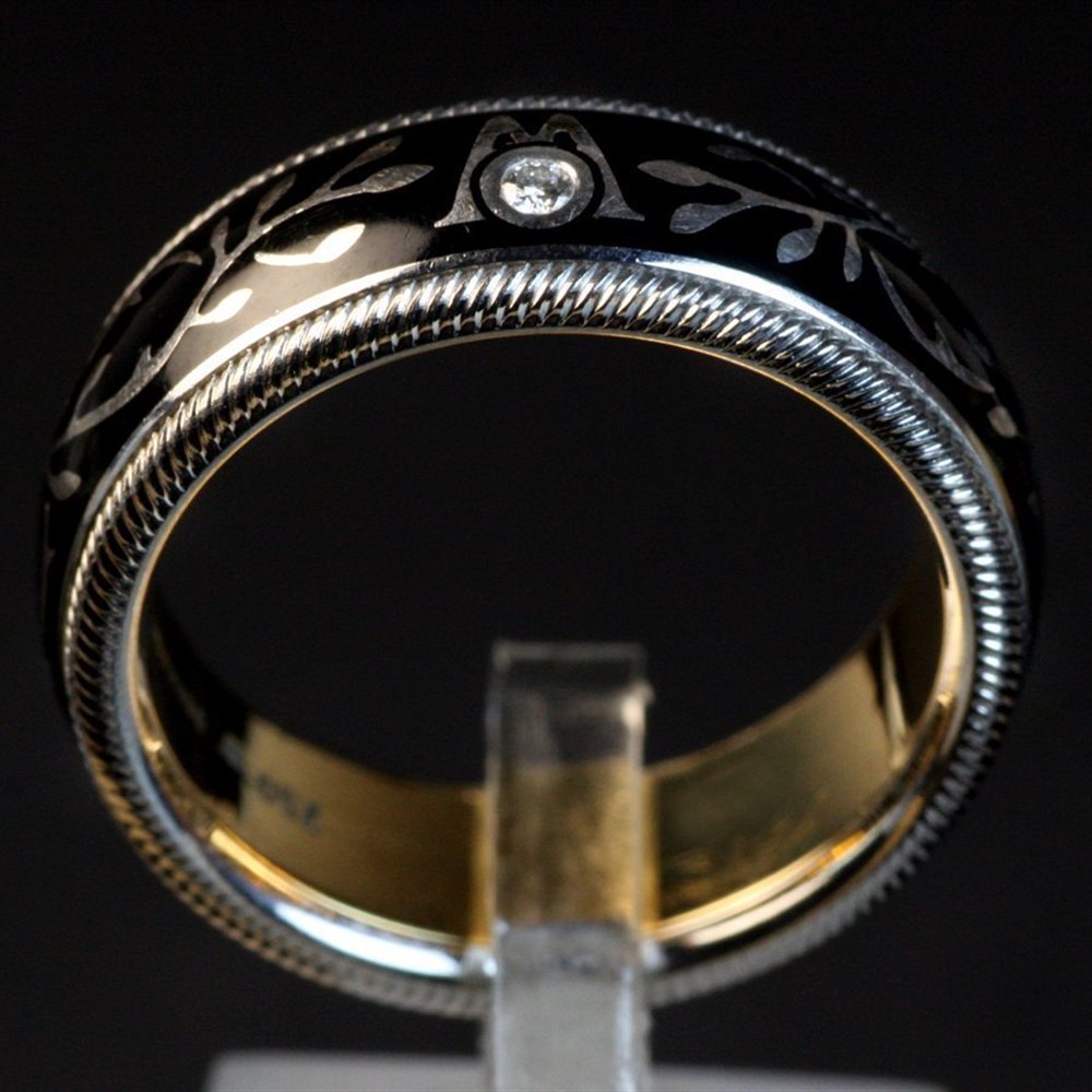 Wellendorff Hibiscus 18k White Gold Diamond Black Ring