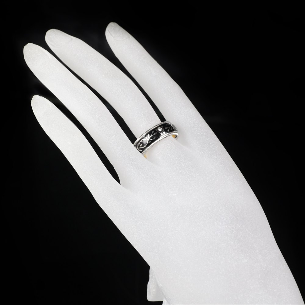 Wellendorff Hibiscus 18k White Gold Diamond Black Ring