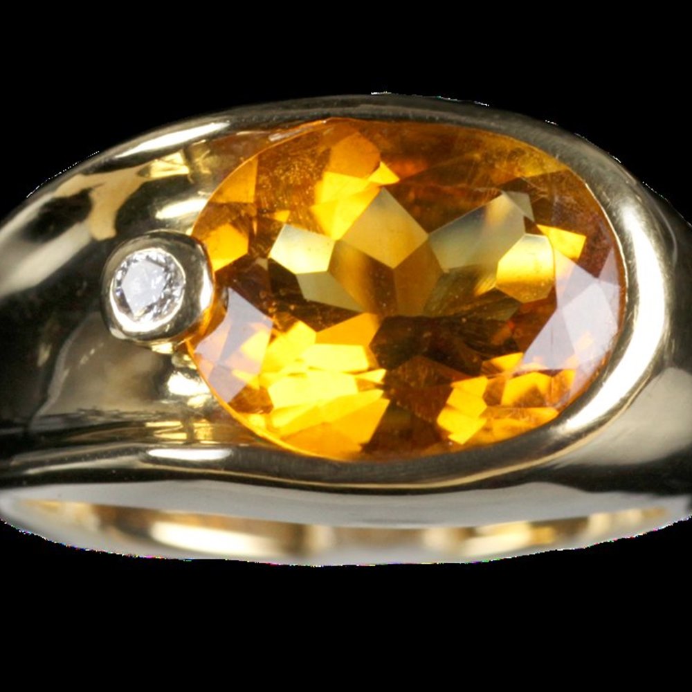18k Yellow Gold, Citrine and Diamond Citrine & Diamond Ring