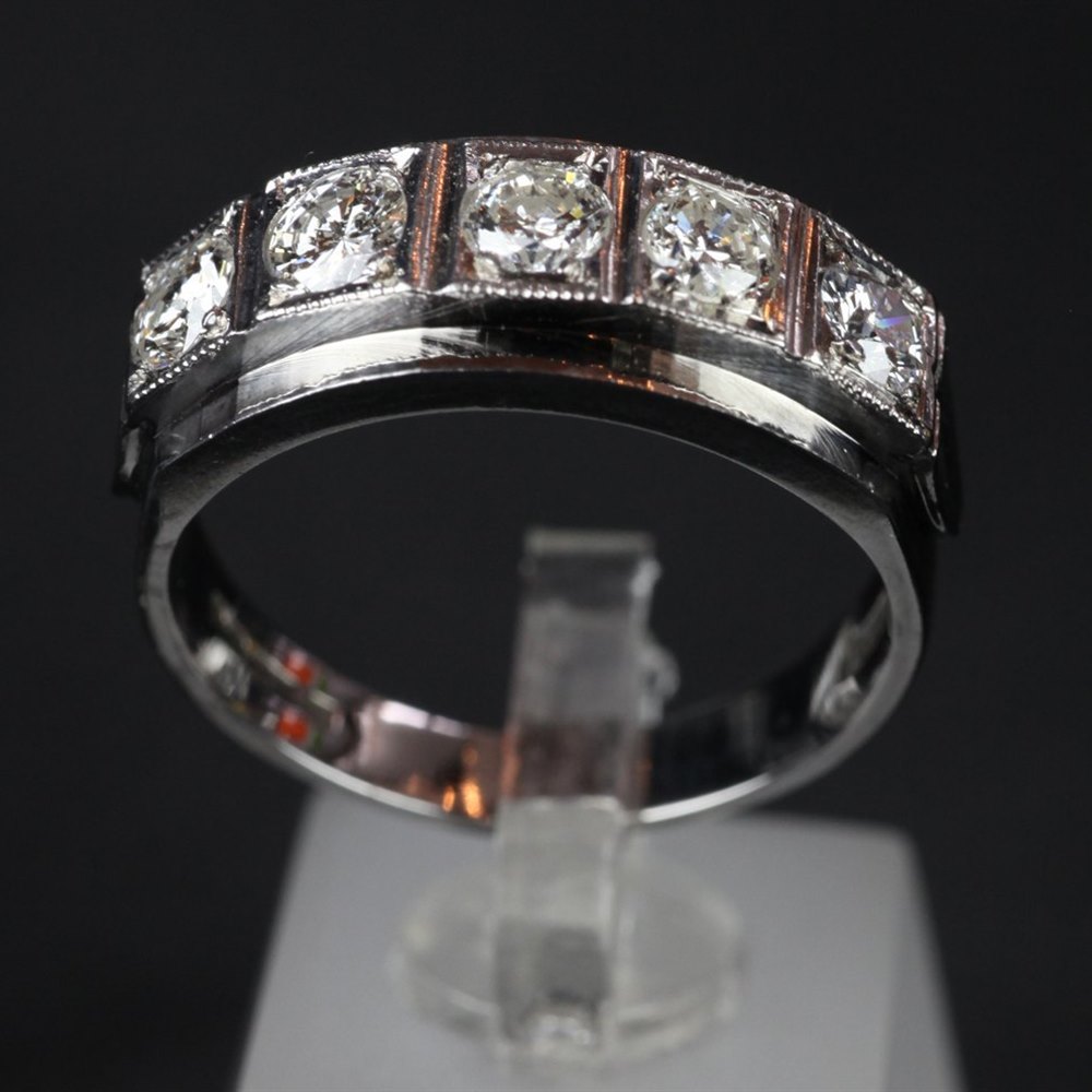 18k White Gold H.M London 1977 18ct White Gold Hand Made Five Stone diamond Ring
