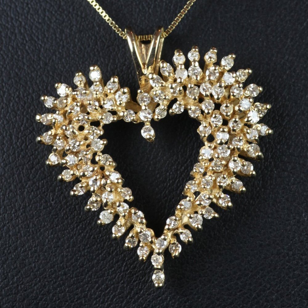 14ct Gold And Diamond Heart Shaped Pendant Sr007 Second Hand Jewellery 2556