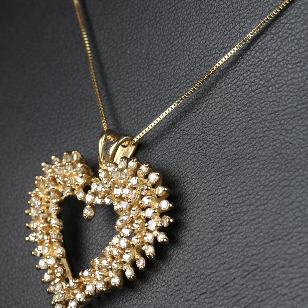 14ct Gold 14ct Gold & Diamond Heart Shaped Pendant