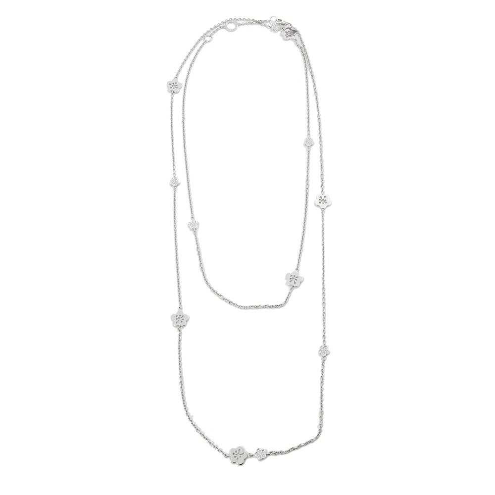 Boodles 18k White Gold Diamond Blossom Long Necklace