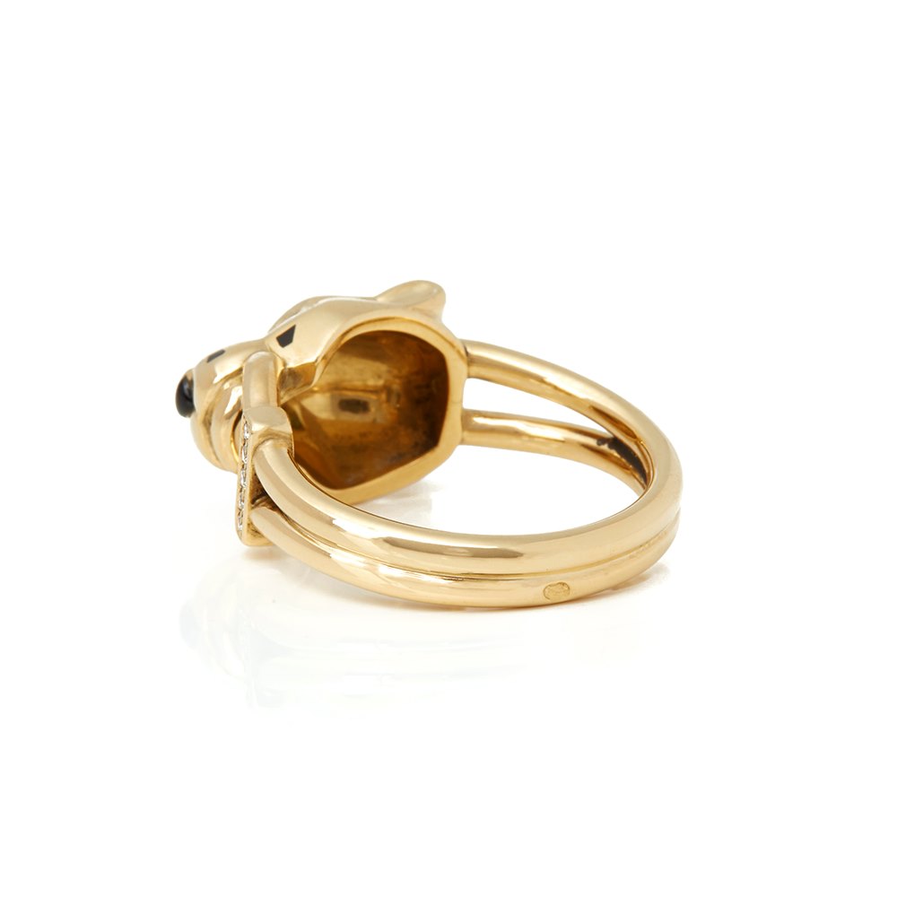 Cartier 18k Yellow Gold Diamond & Tsavorite Garnet Panthère Ring