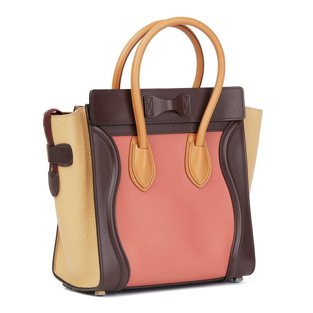 Céline Terracotta Smooth & Elephant Calfskin Leather Micro Luggage Tote