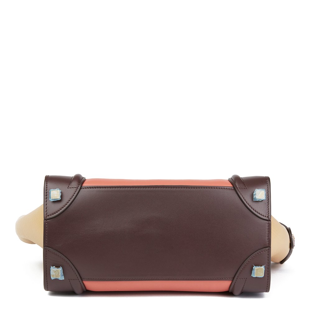 Céline Terracotta Smooth & Elephant Calfskin Leather Micro Luggage Tote