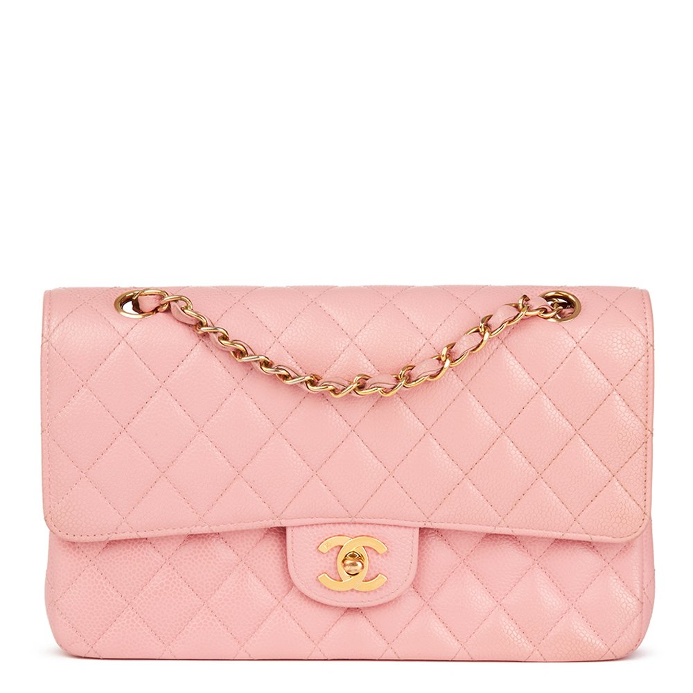 Chanel Pink Quilted Caviar Leather Medium Classic Double Flap Bag