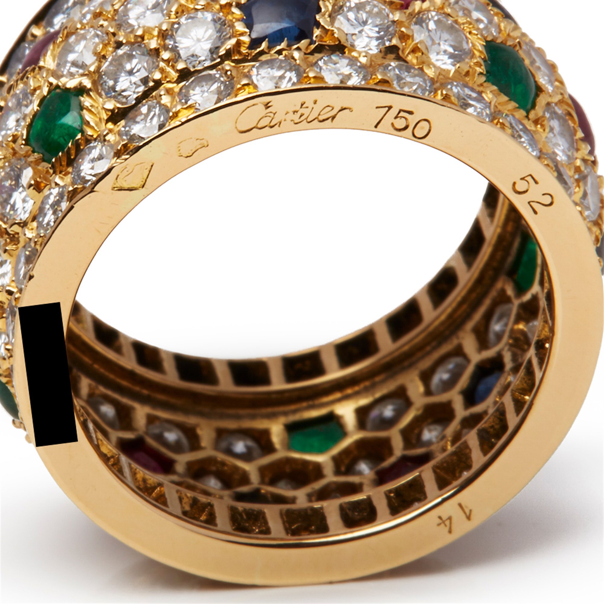 Cartier 18k Yellow Gold Multi-Gemstone Nigeria Band Ring