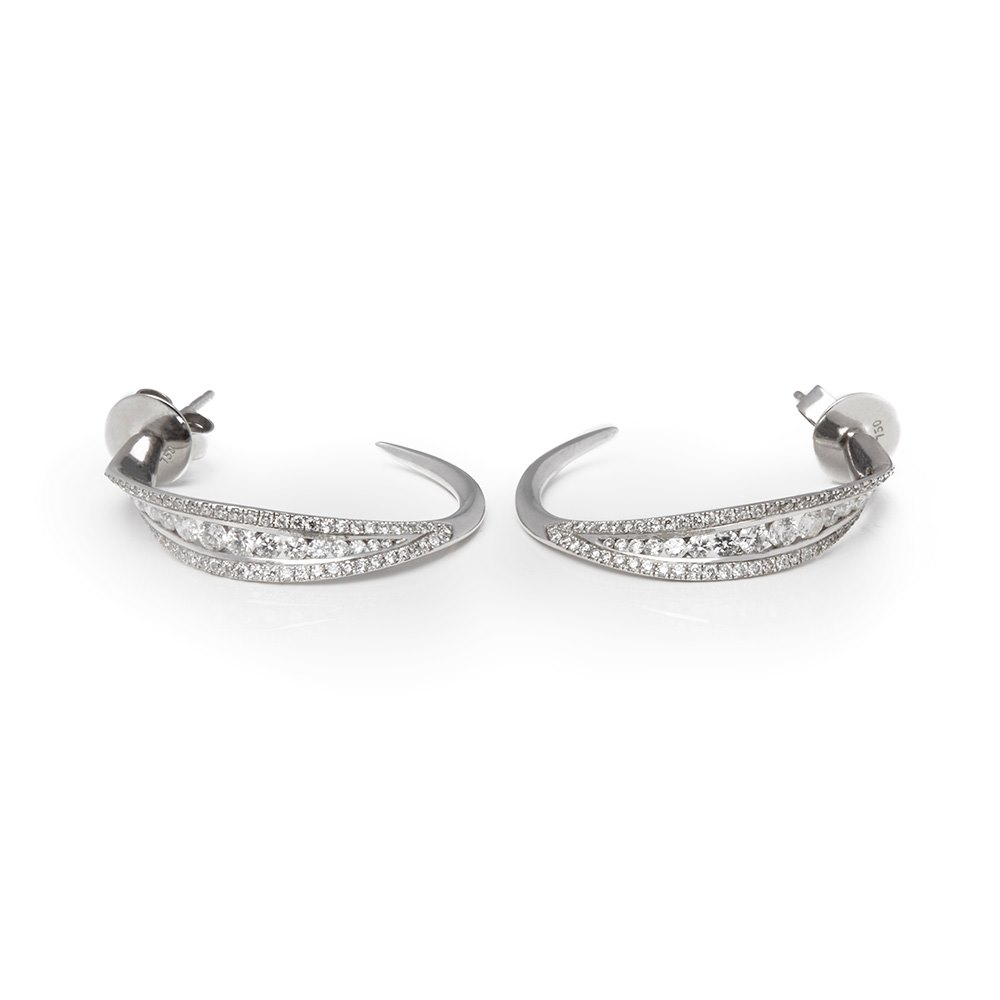 Mappin & Webb 18k White Gold Diamond Hoop Earrings