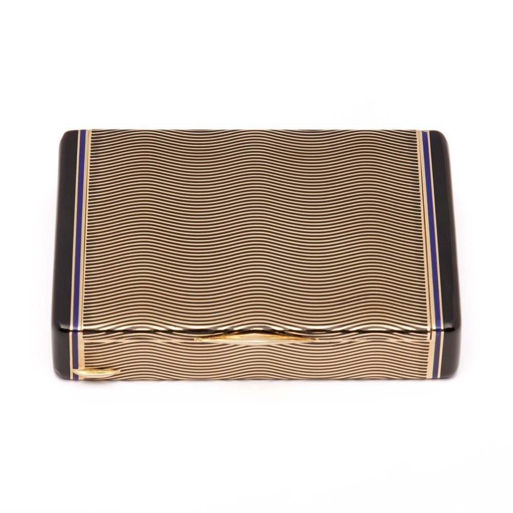 Cartier 18k Gold & Enamel Art Deco Vanity Case