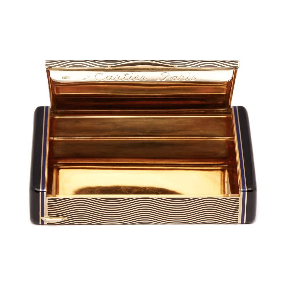 Cartier 18k Gold & Enamel Art Deco Vanity Case