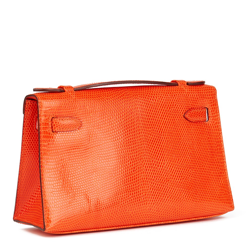 Hermès Orange Lizard Leather Kelly Pochette