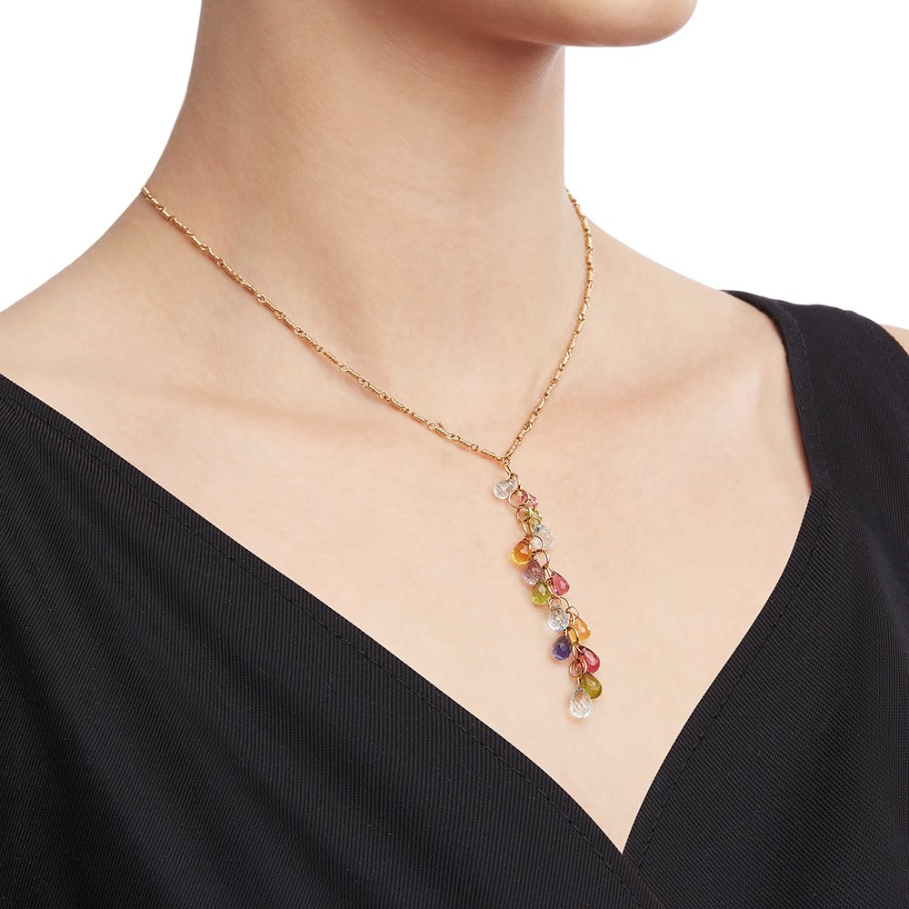 Tiffany & Co. 18k Yellow Gold Multi Gem Rainbow Necklace