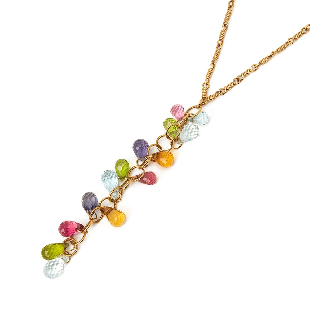 Tiffany & Co. 18k Yellow Gold Multi Gem Rainbow Necklace