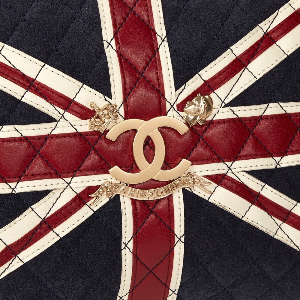 Chanel Navy Suede, Red & White Lambskin Union Jack Shoulder Bag