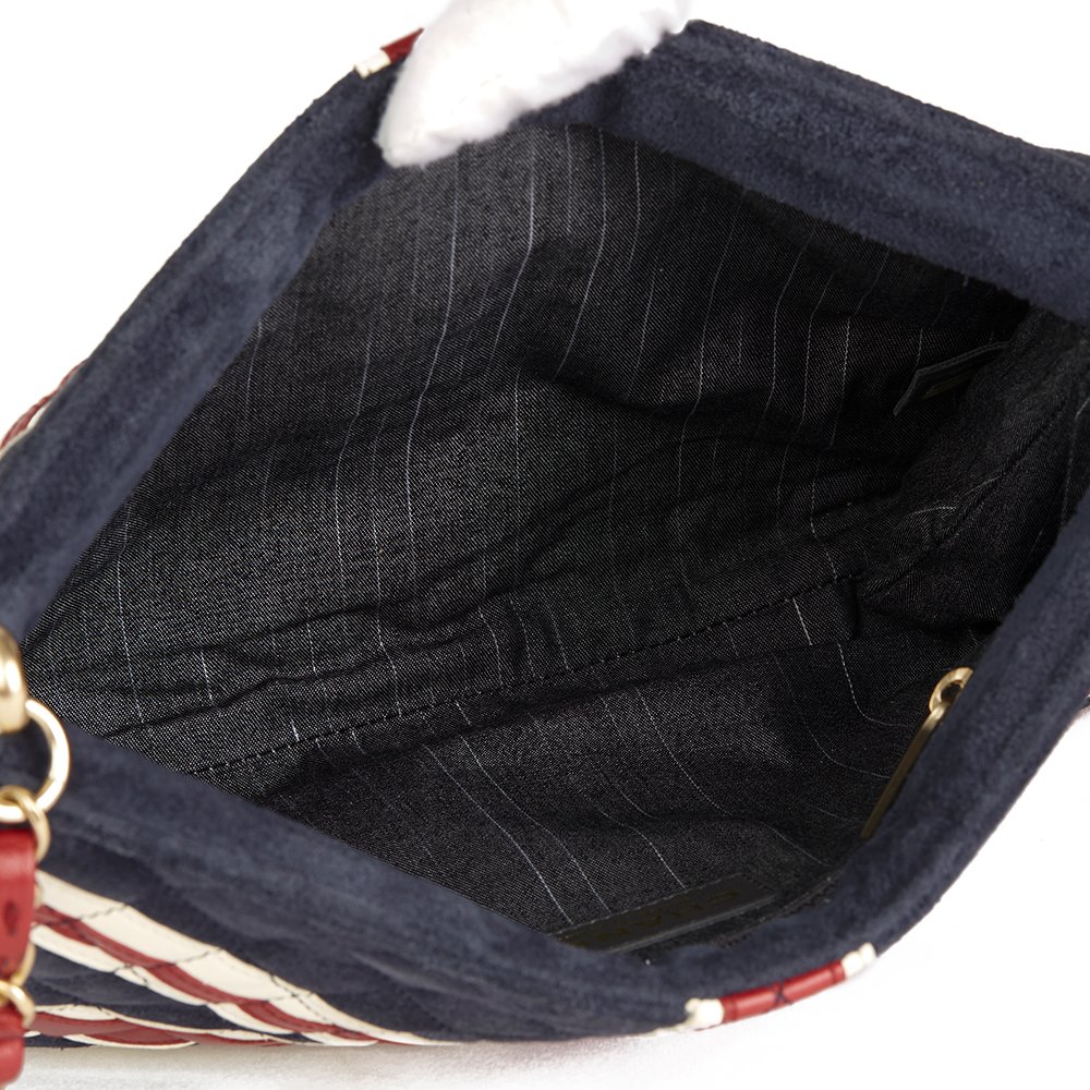 Chanel Navy Suede, Red & White Lambskin Union Jack Shoulder Bag