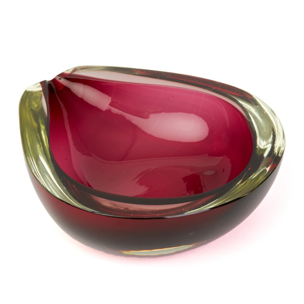 VINTAGE MID CENTURY MURANO SOMMERSO MAUVE GLASS BOWL Mid 20th Century