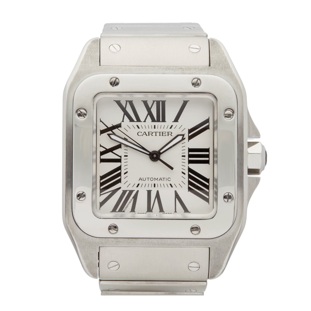 cartier santos 100 xl stainless steel