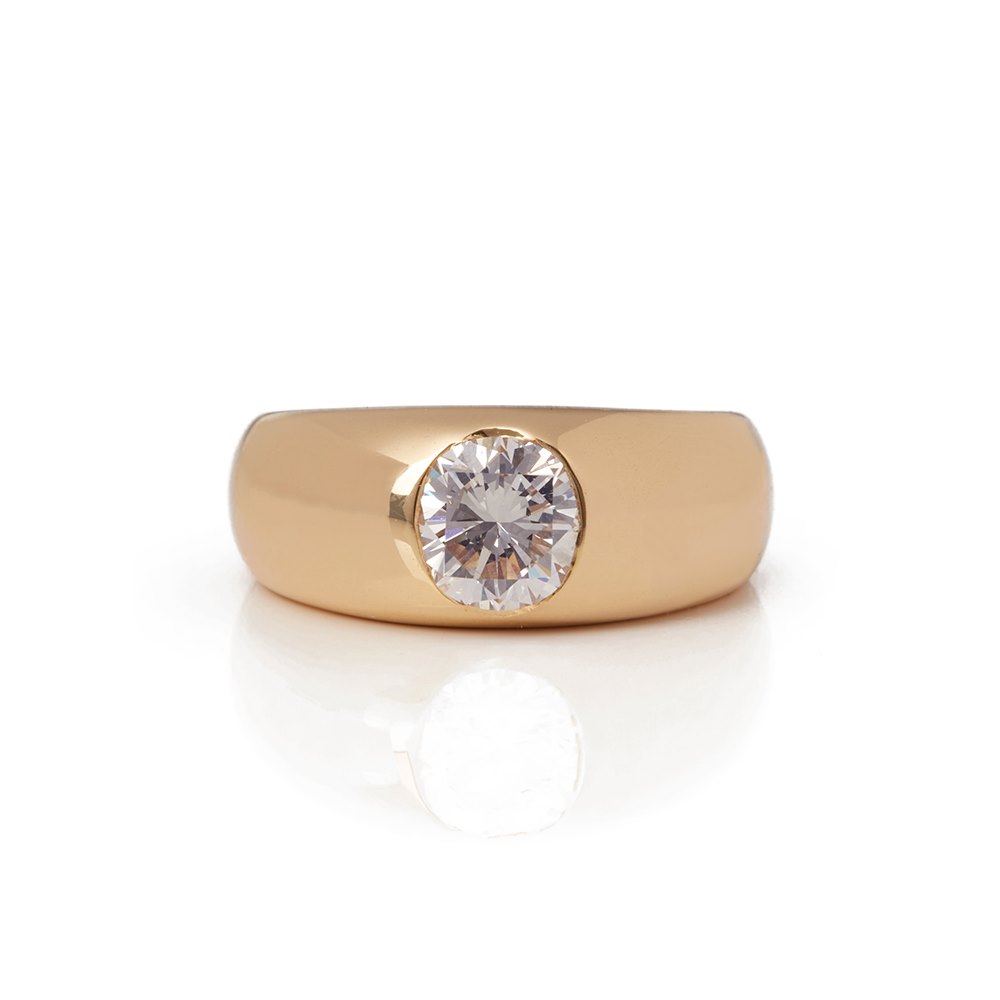 Cartier 18k Yellow Gold Solitaire Diamond Dome Ring