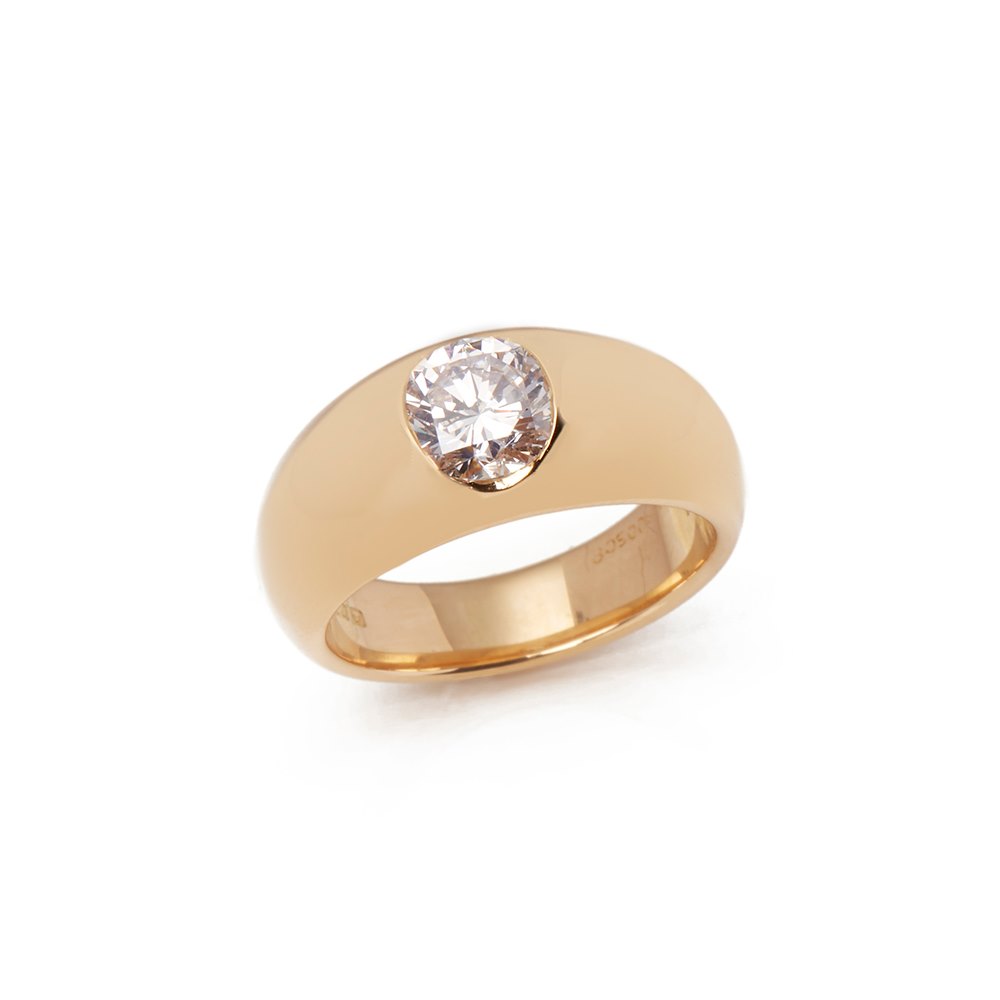 Cartier 18k Yellow Gold Solitaire Diamond Dome Ring