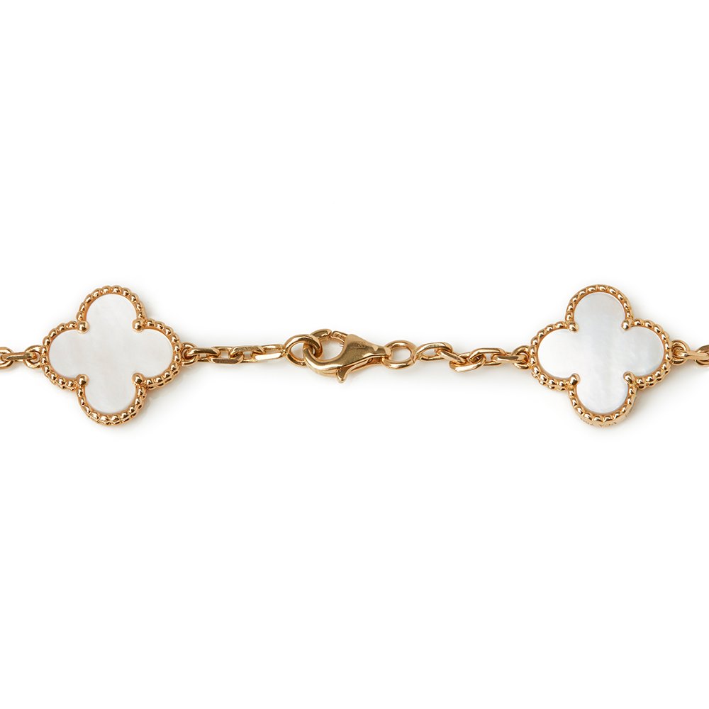 Van Cleef & Arpels 18k Yellow Gold Mother Of Pearl Vintage Alhambra Necklace