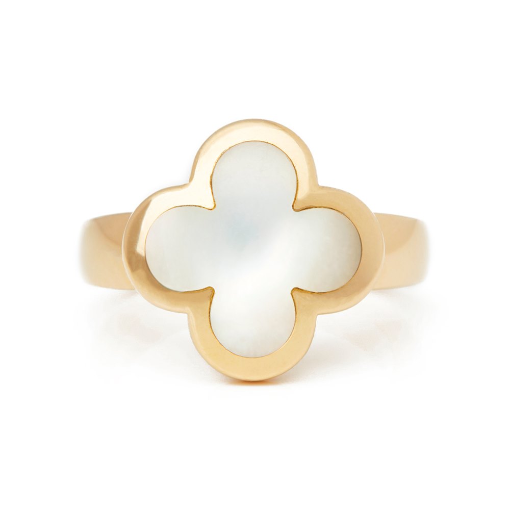 Van Cleef & Arpels 18k Yellow Gold Mother Of Pearl Pure Alhambra Ring