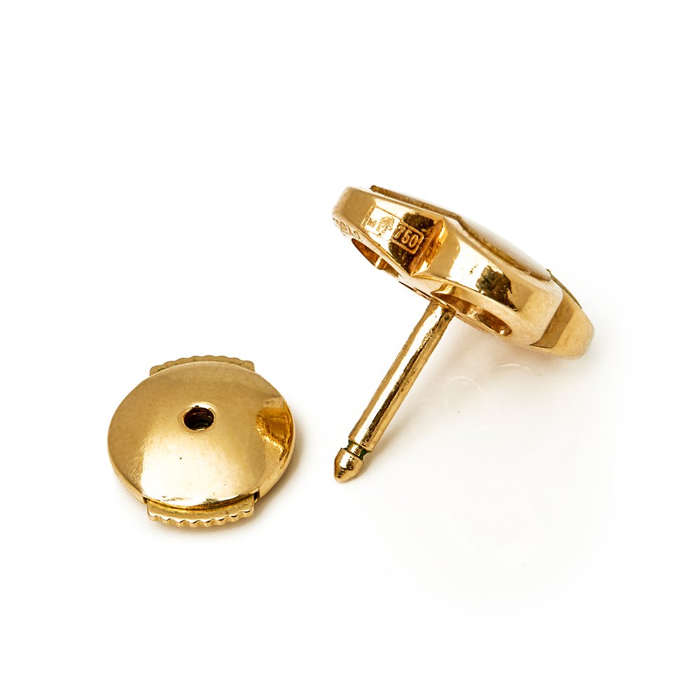 Van Cleef & Arpels 18k Yellow Gold Mother Of Pearl Pure Alhambra Stud Earrings