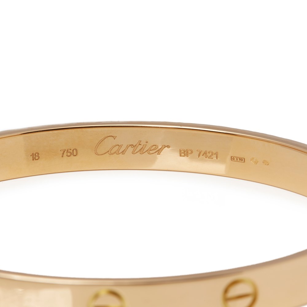 Cartier 18k Yellow Gold Love Bangle Size 18