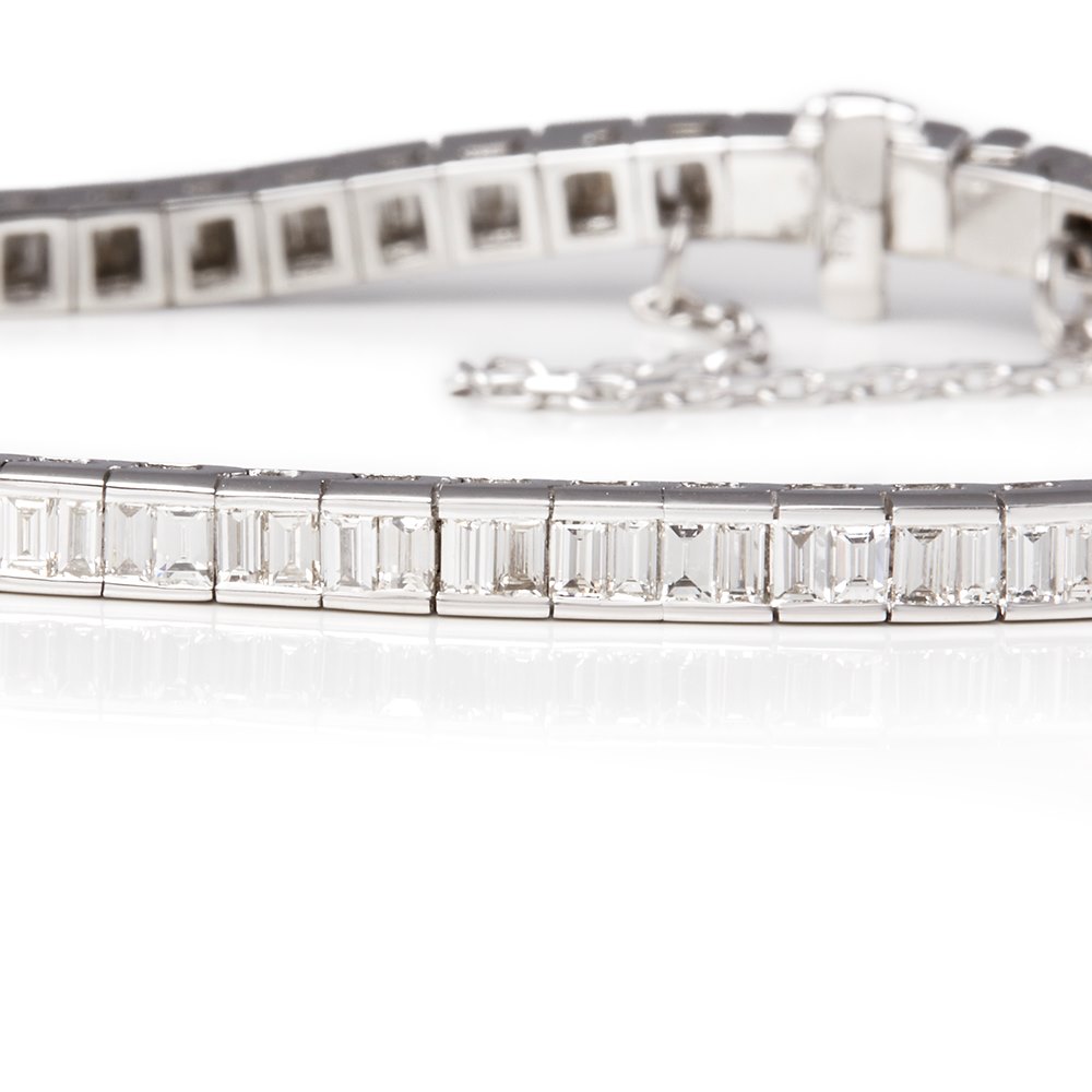 Diamanten 18k White Gold Emerald Cut Diamond Tennis Bracelet