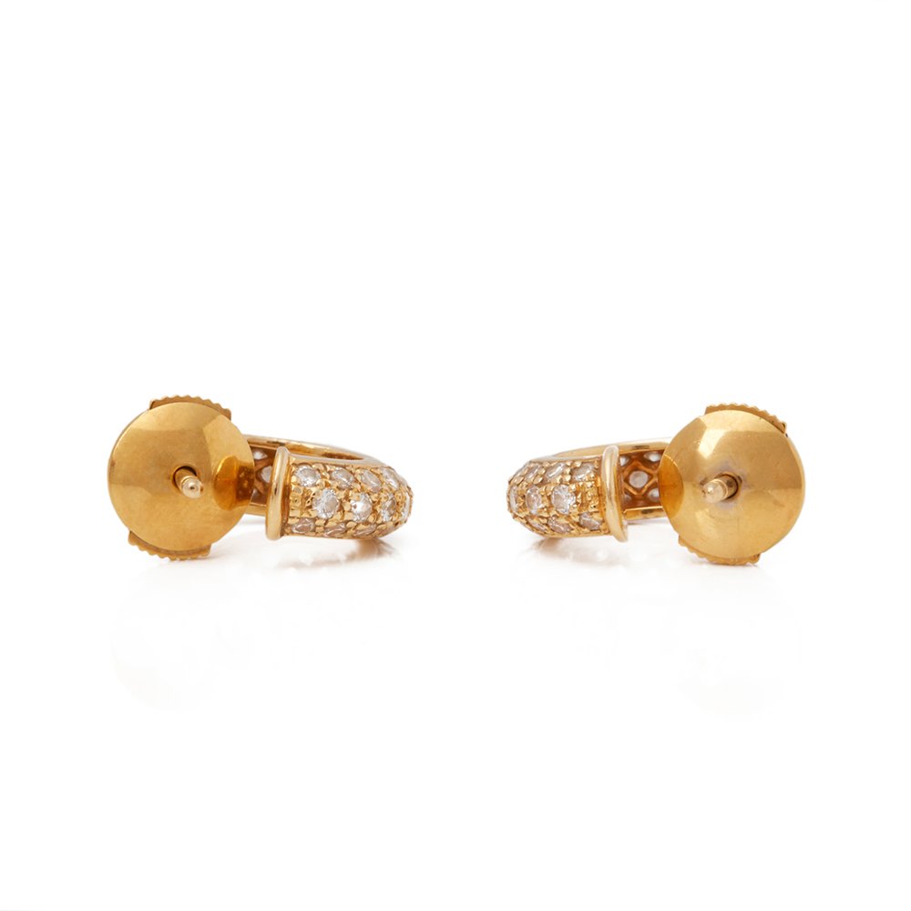 Cartier 18k Yellow Gold Diamond Huggie Hoop Mimi Earrings