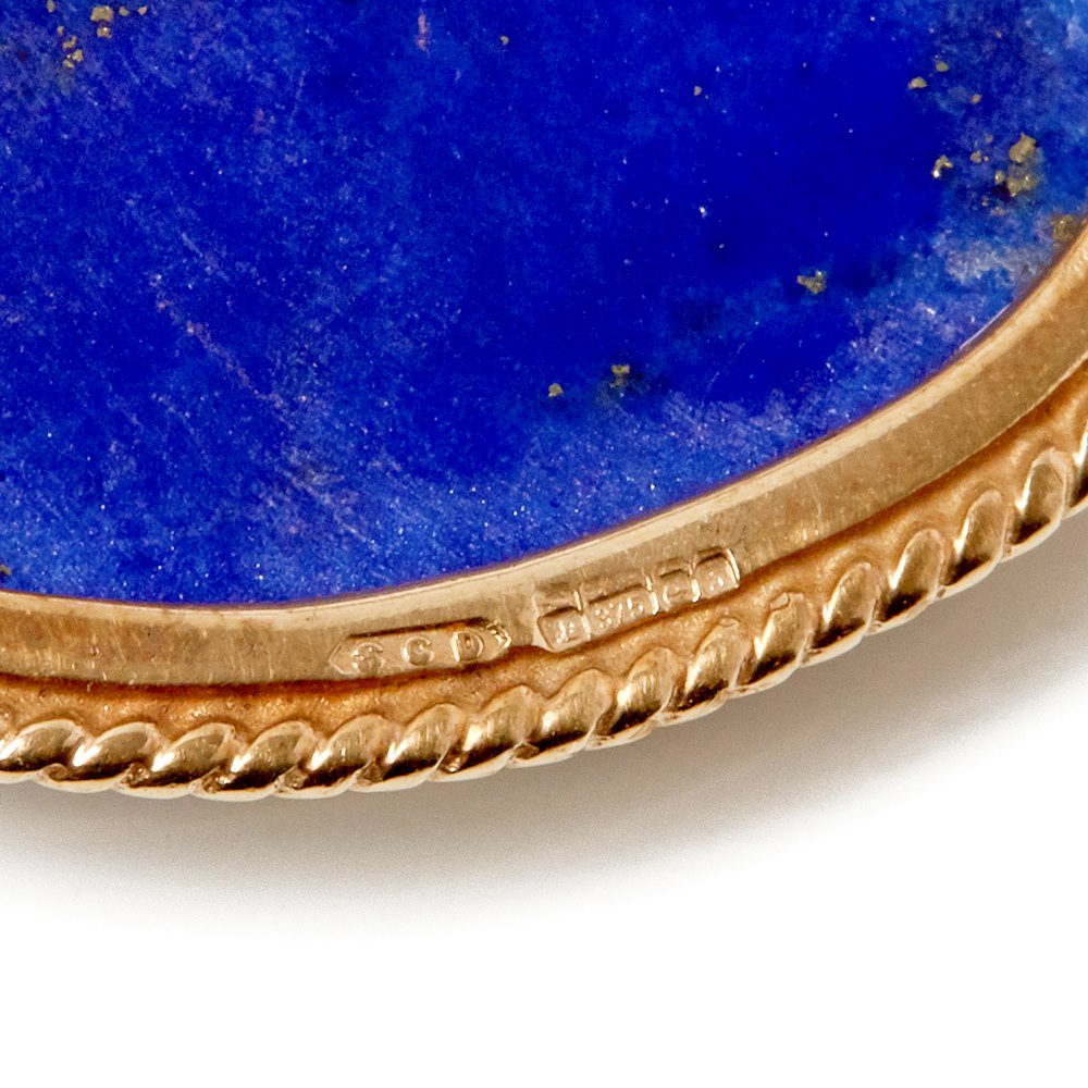 Cellini 9k Yellow Gold Lapis Lazuli Brooch