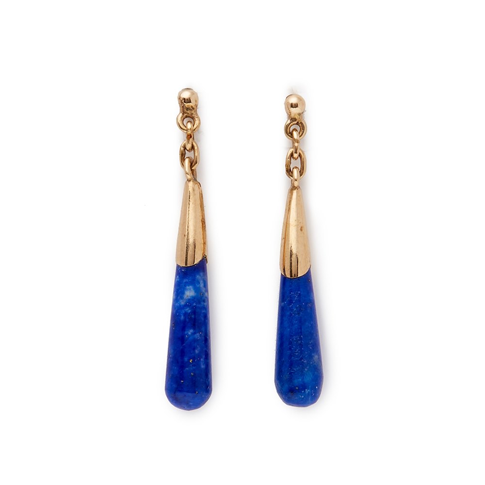 Cellini 9k Yellow Gold Lapis Lazuli Earrings