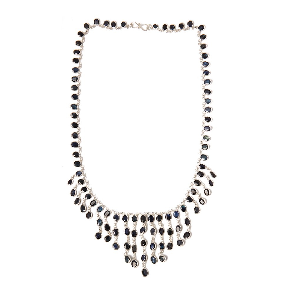 Cellini Silver Sapphire Drop Necklace