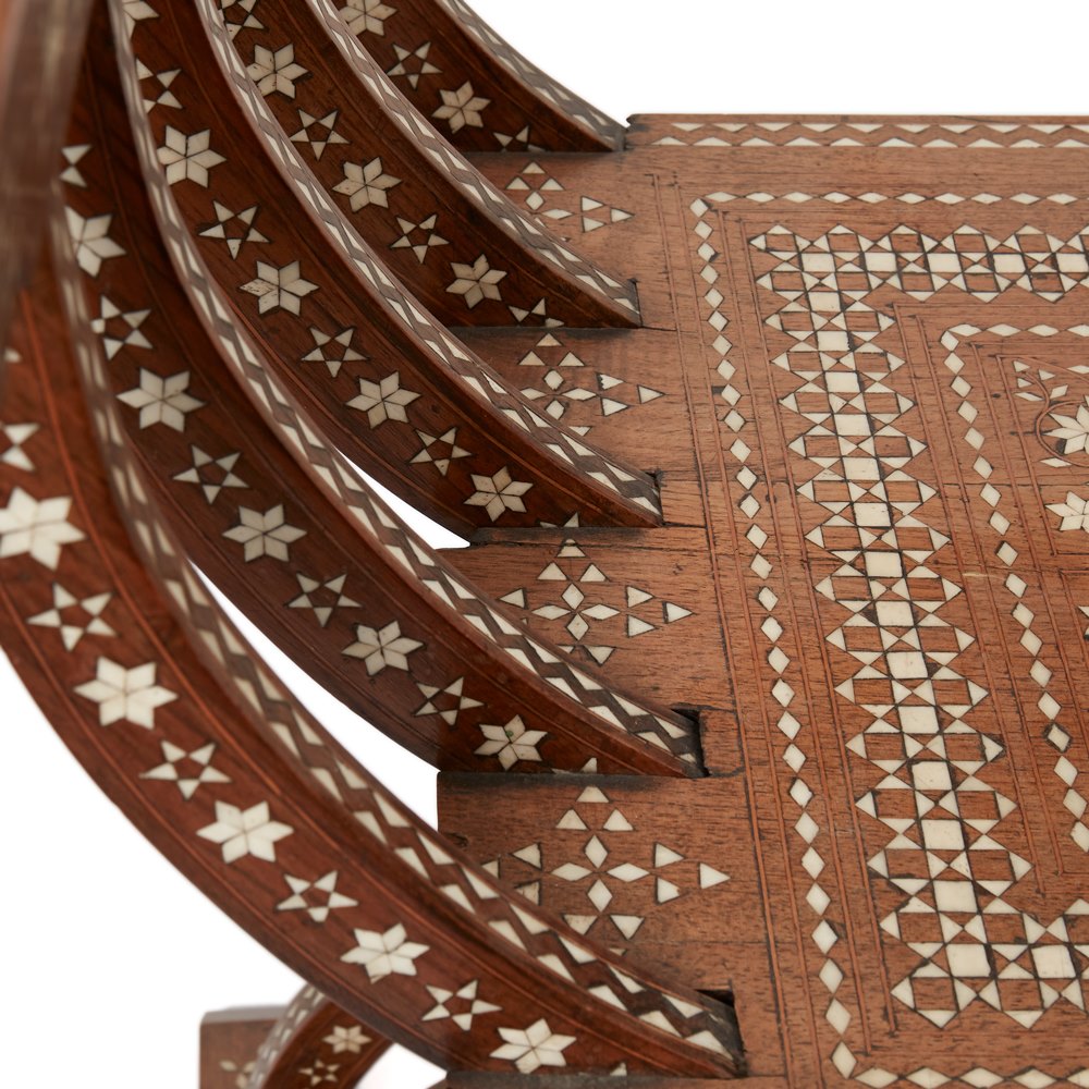 MILANESE MOORISH CARVED & INLAID CHAIR 19TH C Likely to be late 19th Century