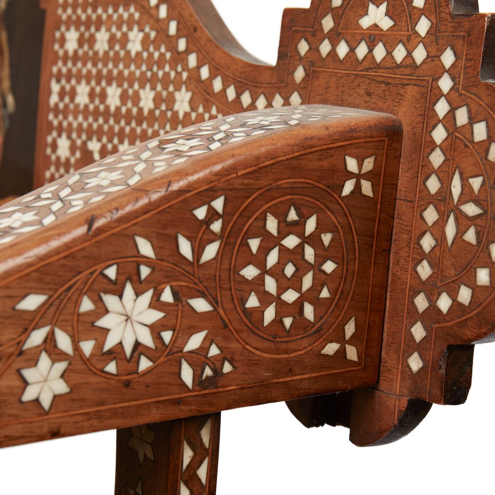 MILANESE MOORISH CARVED & INLAID CHAIR 19TH C Likely to be late 19th Century