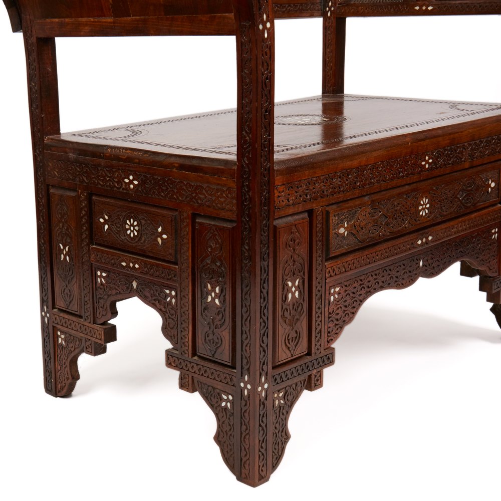ANGLO-INDIAN CARVED & INLAID ARMCHAIR 19TH C Circa 19th Century