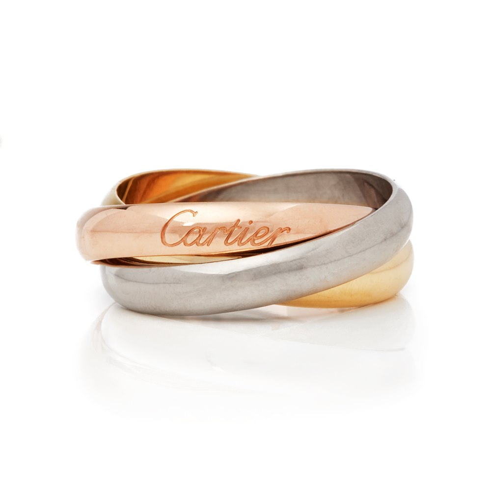 Cartier 18k Yellow, White & Rose Gold Classic Trinity Ring